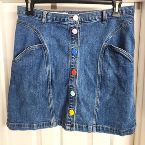 Pilcro and the Letterpress by Anthropologie Sookie Button Mini Denim Skirt sz.14